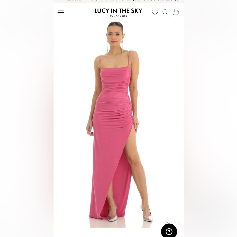 Pink formal gown rhinestone strap